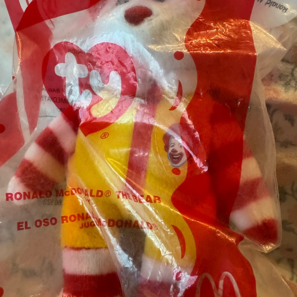 Ty Ronald McDonald teenie beanie babies Vintage Y2K Teddy Bear plush toy.